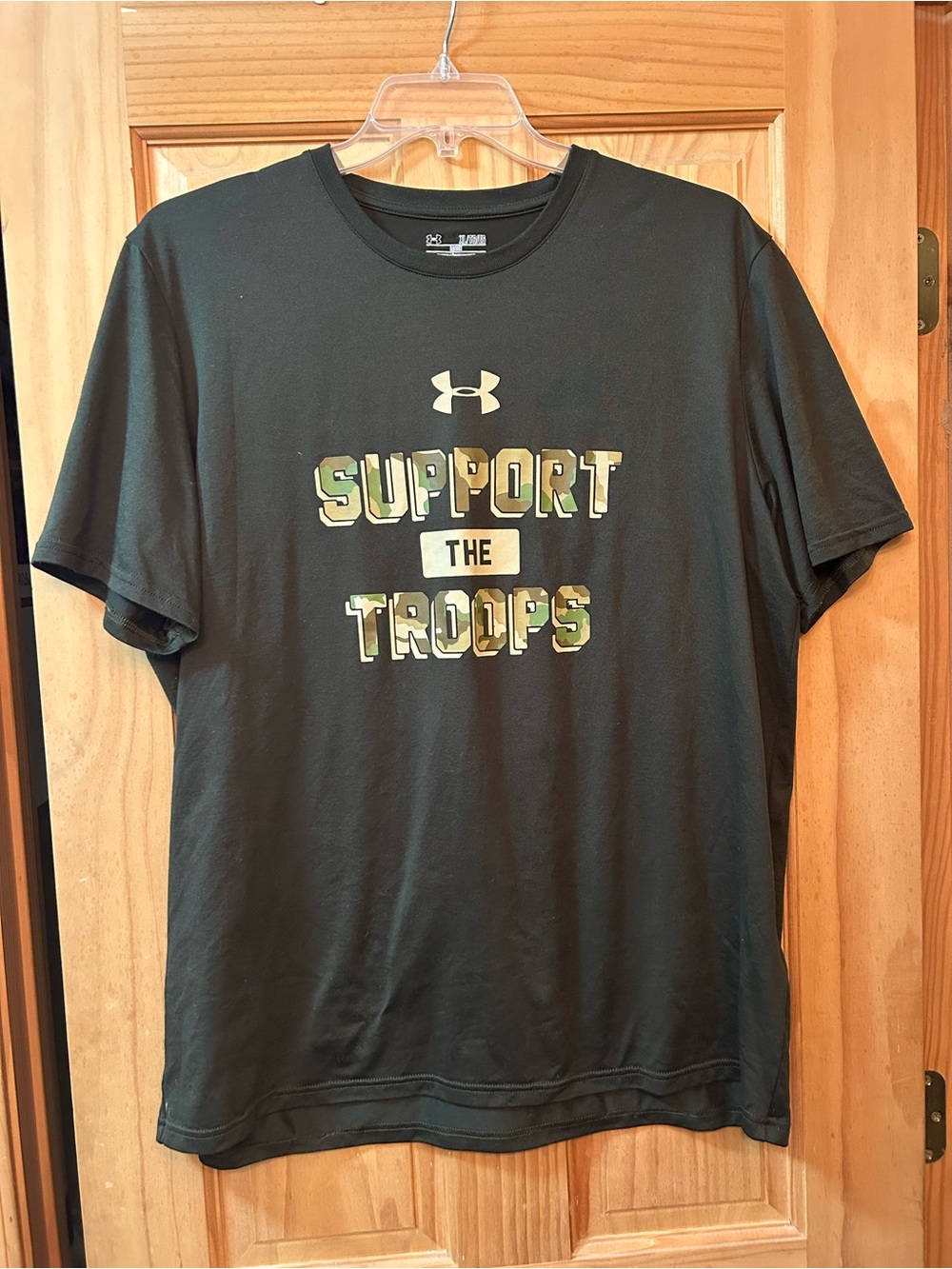 Under Armour Black Short-Sleeve Tee with Camo 'Support The Troops' Graphic